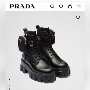 PRADA Monolith Leather and Re-Nylon Combat Boot (NO POUCH)